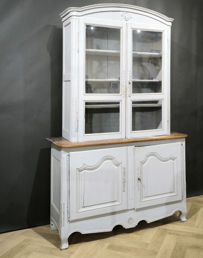 Buffet deux corps en bois naturel peint,...