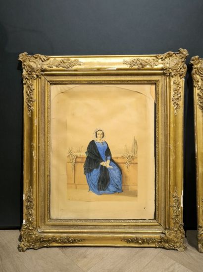 Louis PELLEGRIN. Ensemble de 3 gouaches :
-...