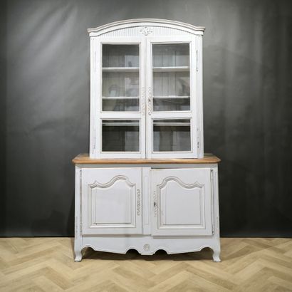 Buffet deux corps en bois naturel peint,...