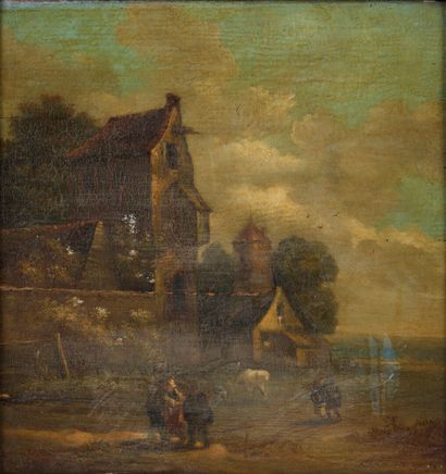 Ecole HOLLANDAISE du XIXème. Paysage animé....