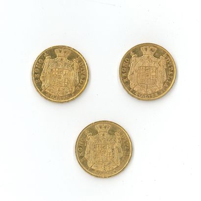 3 monnaies or : 40 Lires Napoleone Imperatore...