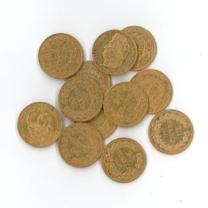 12 gold coins : 20 FF Louis-Philippe Ier...