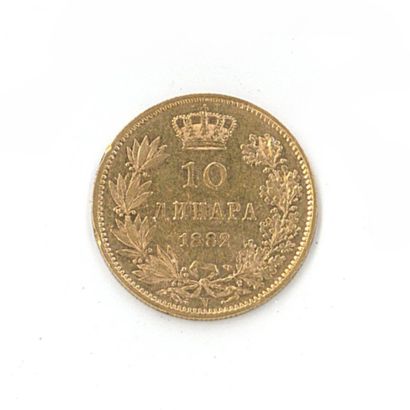 1 monnaie or : 10 Dinars Serbie Milan Ier...