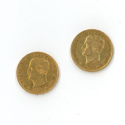 2 monnaies or : 40 Lires Napoleone Imperatore...
