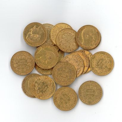 20 gold coins : 20 FF Napoléon III bare head...