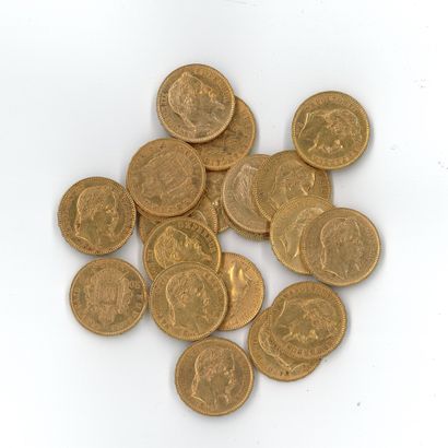 20 gold coins : 20 FF Napoléon III tête laurée...