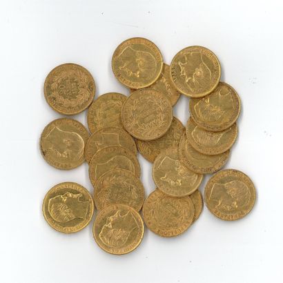20 gold coins : 20 FF Napoléon III bare head...