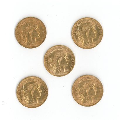 5 gold coins : 20 FF Coq 1900