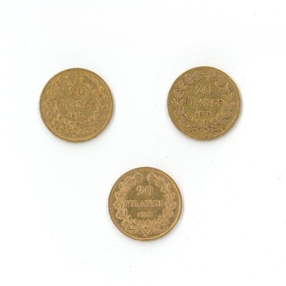 3 gold coins: 20 FF Louis-Philippe Ier 1838...