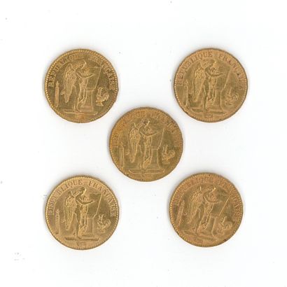 5 gold coins : 20 FF Génie 1871 A