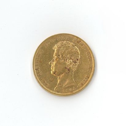 1 monnaie or : 100 Lires Charles Albert Sardaigne...