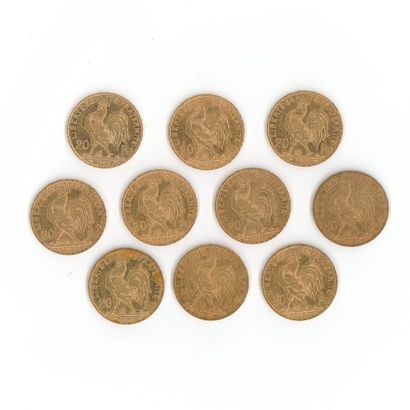 10 gold coins : 20 FF Coq 1902