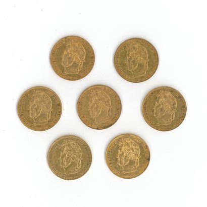 7 gold coins : 20 FF Louis-Philippe Ier 1848...