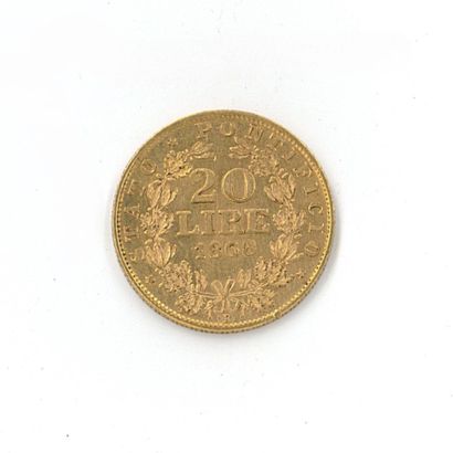 1 monnaie or : 20 Lires Pie IX 1868 R