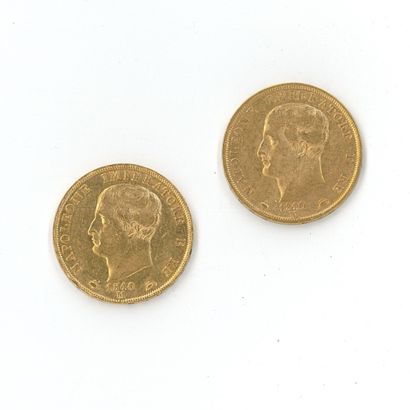 2 monnaies or : 40 Lires Napoleone Imperatore...