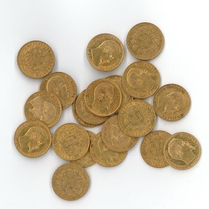 20 gold coins : 20 FF Napoléon III bare head...