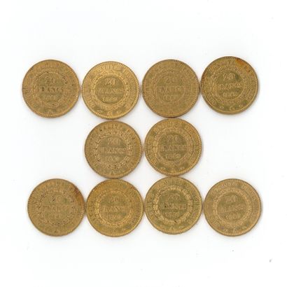 10 gold coins : 20 FF Génie 1849 A