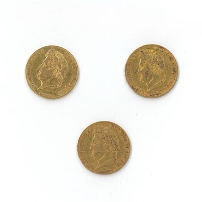 3 gold coins: 20 FF Louis-Philippe Ier 1841...