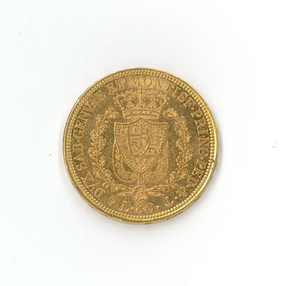 1 monnaie or : 80 Lires Charles Félix Sardaigne...