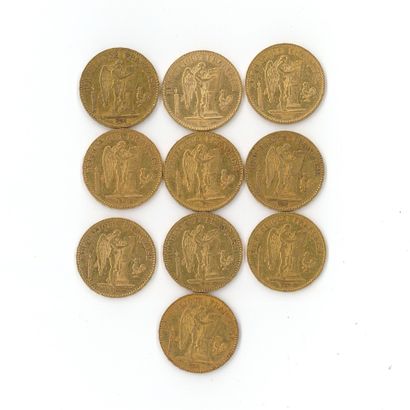 10 gold coins : 20 FF Génie 1848 A