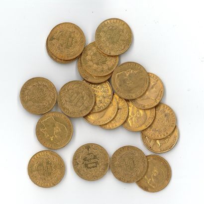 20 gold coins : 20 FF Napoléon III bare head...