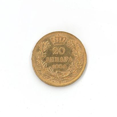 1 monnaie or : 20 Dinars Serbie Milan Ier...