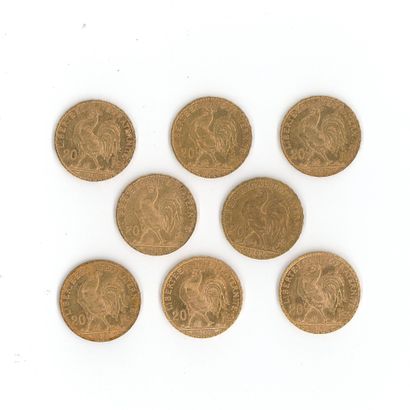 8 gold coins : 20 FF Coq 1902