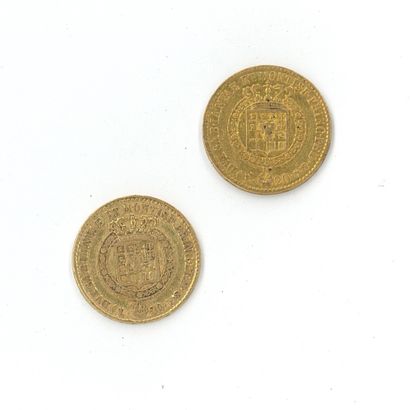 2 monnaies or : 20 Lires VIC.EM.D.G.REX SAR.CYP.ET.IER...