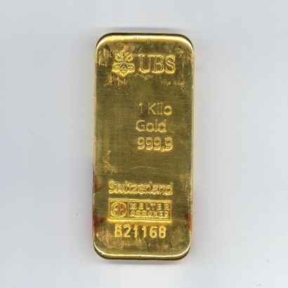 Lingot d'or UBS n° B21168, avec son bulletin...