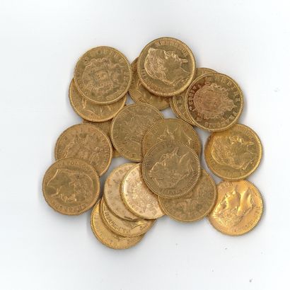 20 gold coins : 20 FF Napoléon III tête laurée...