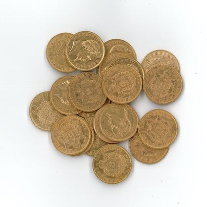 20 gold coins : 20 FF Napoléon III tête laurée...