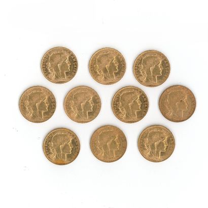 10 gold coins : 20 FF Coq 1902