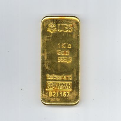 Lingot d'or UBS n° B21167, avec son bulletin...