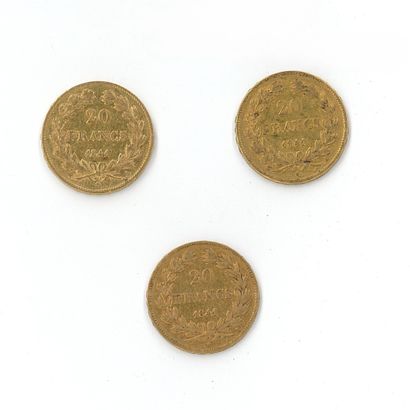 3 gold coins: 20 FF Louis-Philippe Ier 1841...