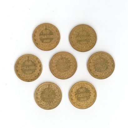 7 gold coins : 20 FF Louis-Philippe Ier 1848...