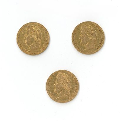 3 gold coins: 20 FF Louis-Philippe Ier 1838...