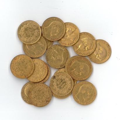 20 gold coins : 20 FF Napoléon III bare head...