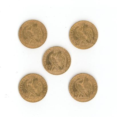 5 gold coins : 20 FF Coq 1900