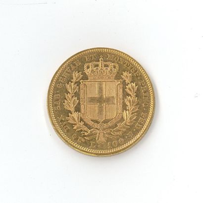 1 monnaie or : 100 Lires Charles Albert Sardaigne...