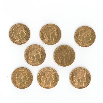 8 gold coins : 20 FF Coq 1902