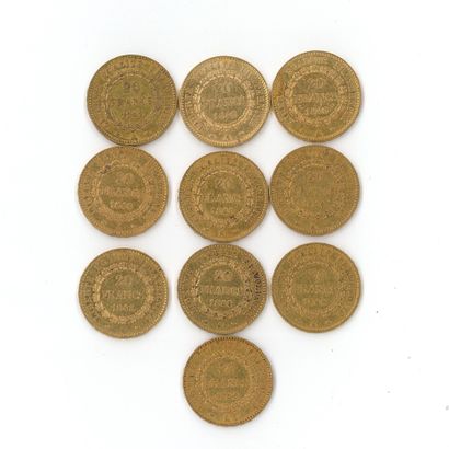 10 gold coins : 20 FF Génie 1848 A