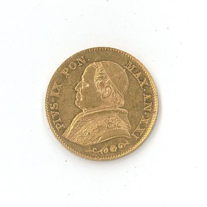 1 monnaie or : 20 Lires Pie IX 1866 R