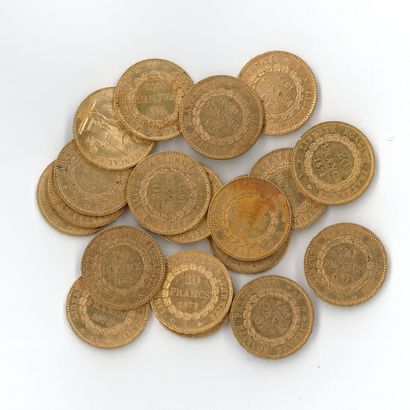 20 gold coins : 20 FF Génie 1875 A