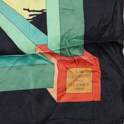 HERMES. Silk square 66 cm, geometric design...