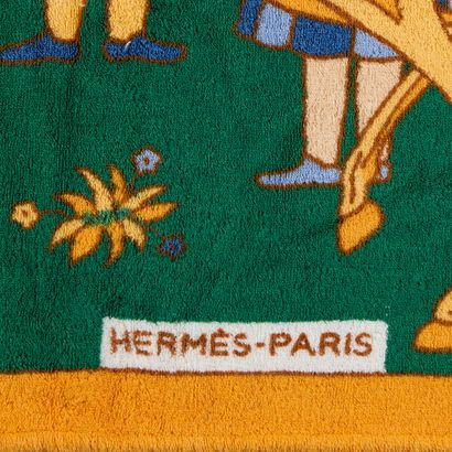 HERMES. Cotton bath towel decorated with...
