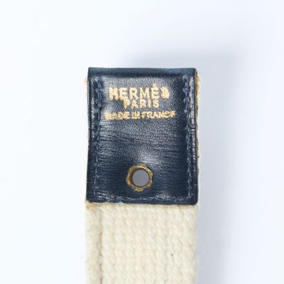 HERMES. Lady's belt in blue-white-red canvas,...