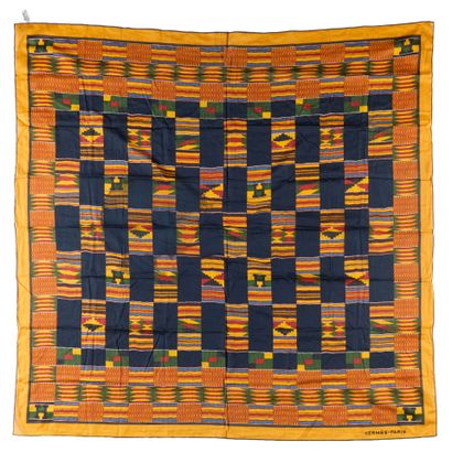 HERMES. Cotton shawl with Native American...