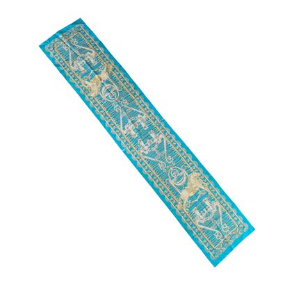 HERMES. Stole in turquoise and beige silk,...