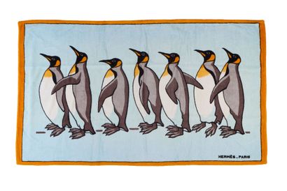 HERMES. Cotton bath towel with penguin design,...