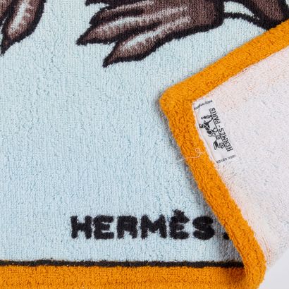 HERMES. Cotton bath towel with penguin design,...